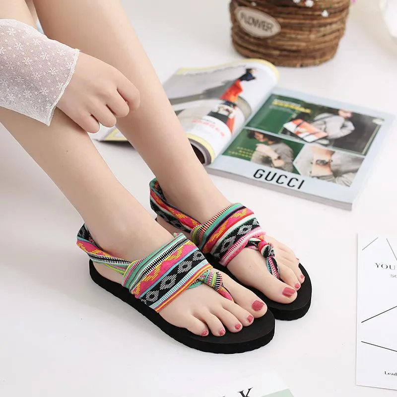 Cracked Heels From Flip Flops Bohemian Wrapped Flip-Flops Women Slippers Flat-bottomed Fashion Wear Non-slip Beach Shoes