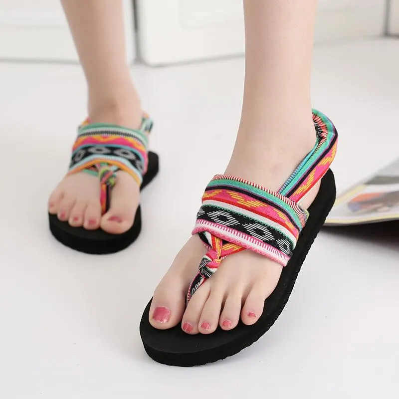 Bohemian Wrapped Flip-Flops Women Slippers Flat-bottomed Fashion Wear Non-slip Beach Shoes Ty Flip Flops