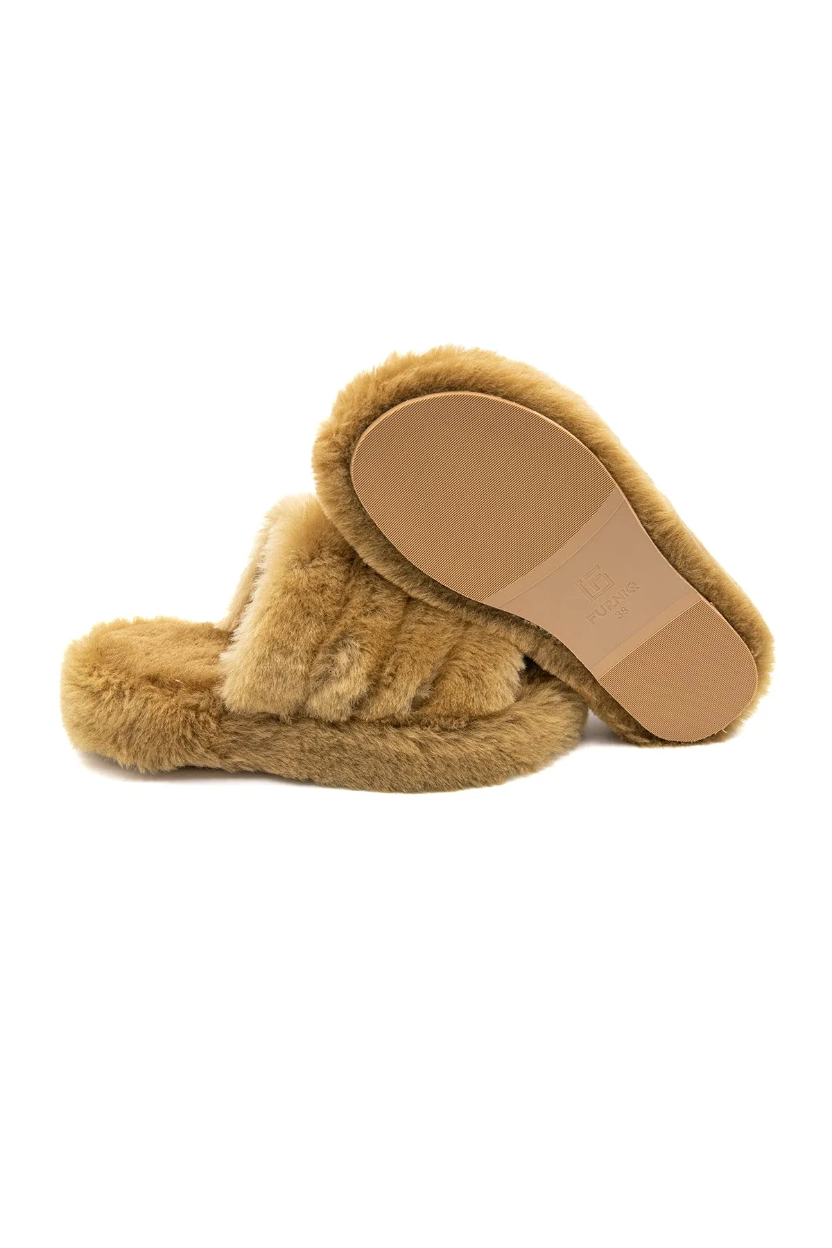 One Slide Women's Shearling Slippers, Ginger Wool