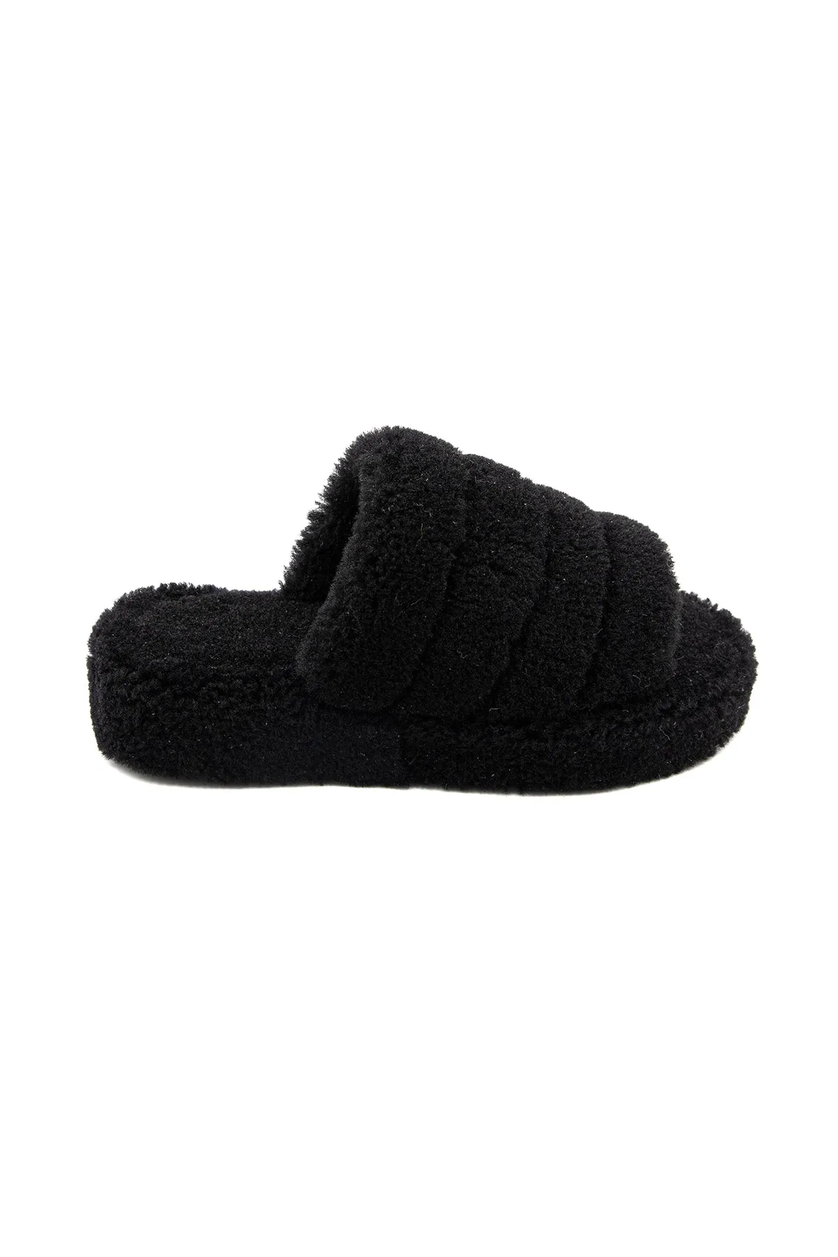 Zaffari Slides Women's Shearling Slippers, Black Curly Wool