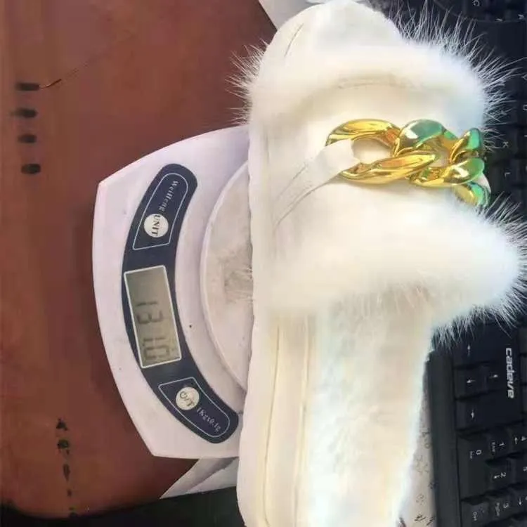Boss Lady Comfy Fur And Cain Designed Slide Slipper - Whilte Osrs Mole Slippers