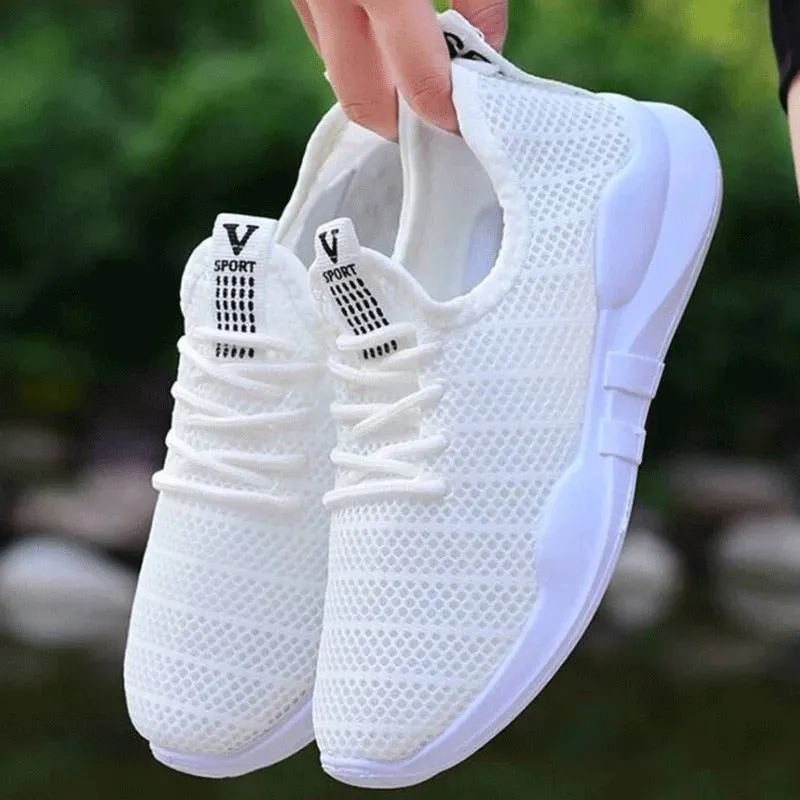 Lucky Flats Shoes Hot Selling Summer New Style Women's Outdoor Sneakers Comfortable Breathable Hollow Casual Shoes Sports Mesh Womans White Shoes