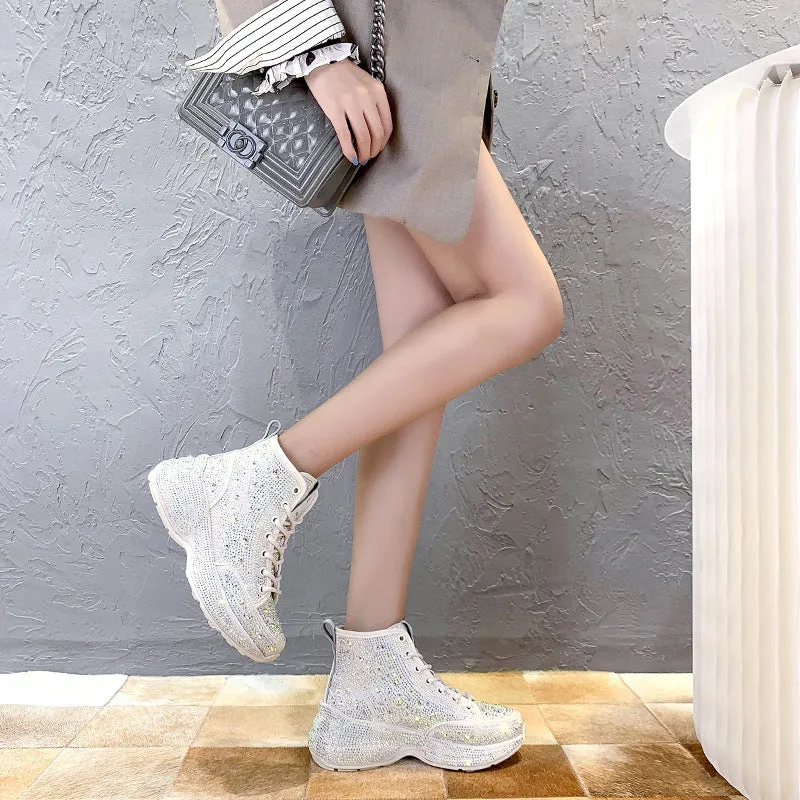 Sneakers 1992 Women's Rhinestone Platform Shoes Fashion High Top Sneakers