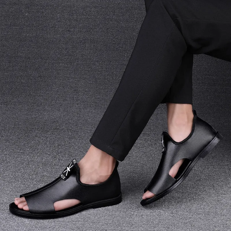 Brand New Summer Men Sandals Leisure Beach Men Shoes High Quality Genuine Leather Sandals Fashion Men's Sandals White Bridal Sandals