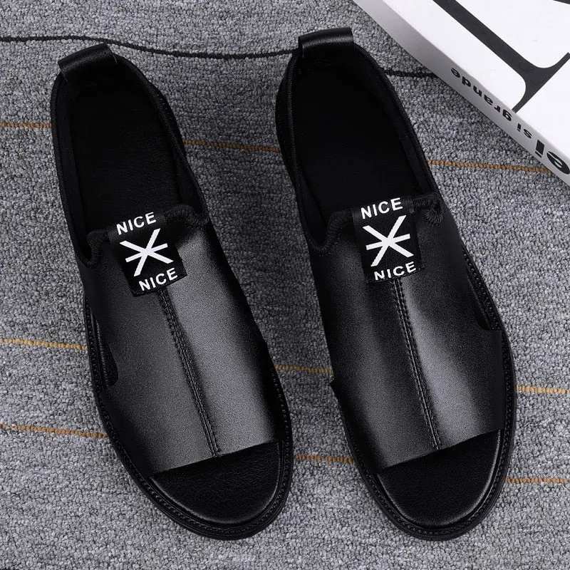 Brand New Summer Men Sandals Leisure Beach Men Shoes High Quality Genuine Leather Sandals Fashion Men's Sandals Sandals With Toe Loop