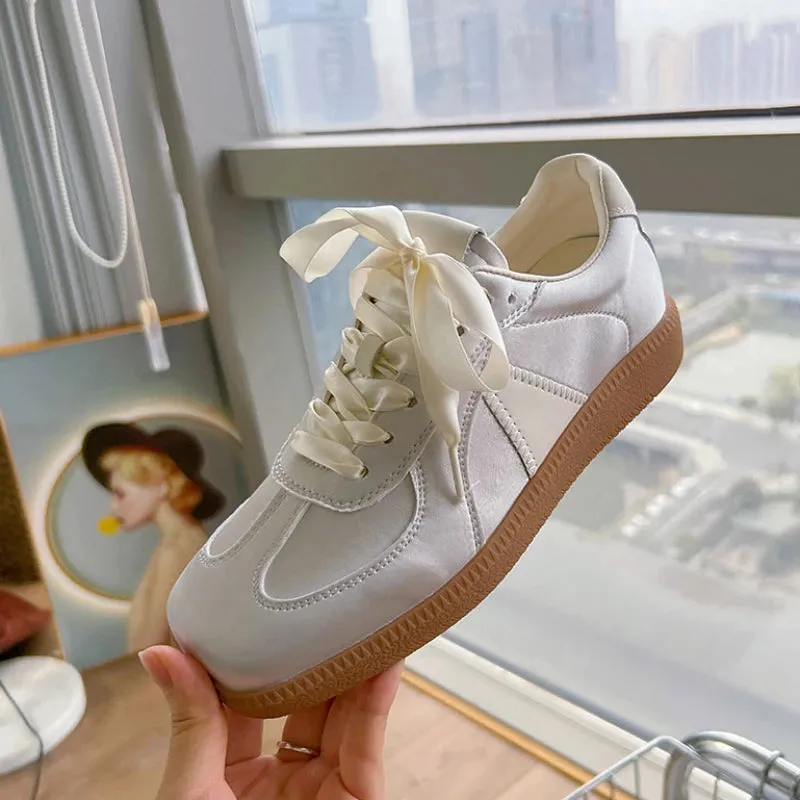 Suede Loafers Cleaning MQTIME  -  Women Sneakers Women Split Leather Lace-Up Square Head Platform Shoes Lady Soft Flats Casual Shoes Loafers Women Luxury Shoes