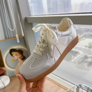 Dockers Loafers MQTIME  -  Women Sneakers Women Split Leather Lace-Up Square Head Platform Shoes Lady Soft Flats Casual Shoes Loafers Women Luxury Shoes