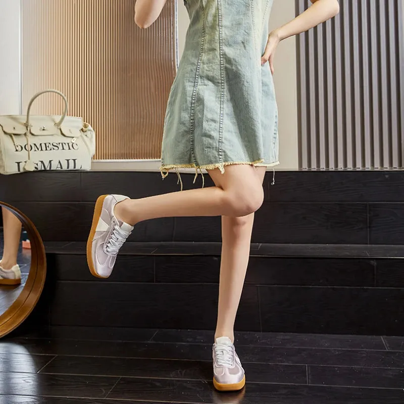 MQTIME  -  Women Sneakers Women Split Leather Lace-Up Square Head Platform Shoes Lady Soft Flats Casual Shoes Loafers Women Luxury Shoes Loafers For Walking