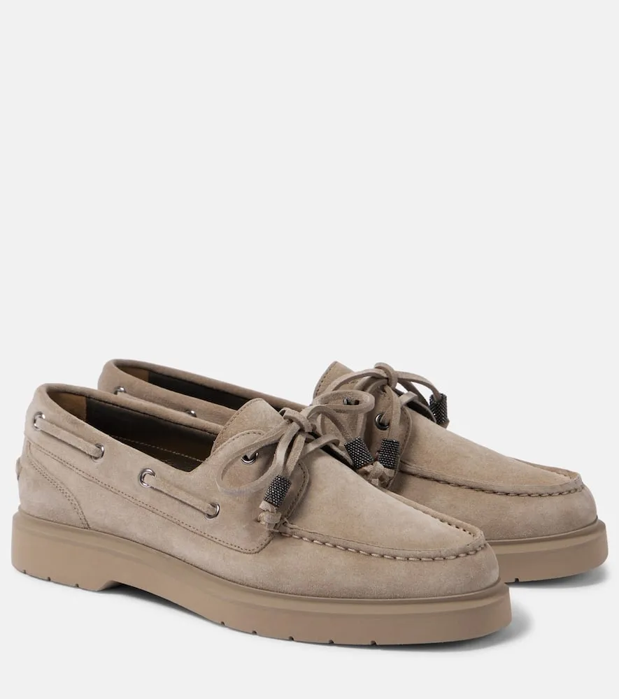 Brunello Cucinelli Monili suede boat shoes Loafers Sole