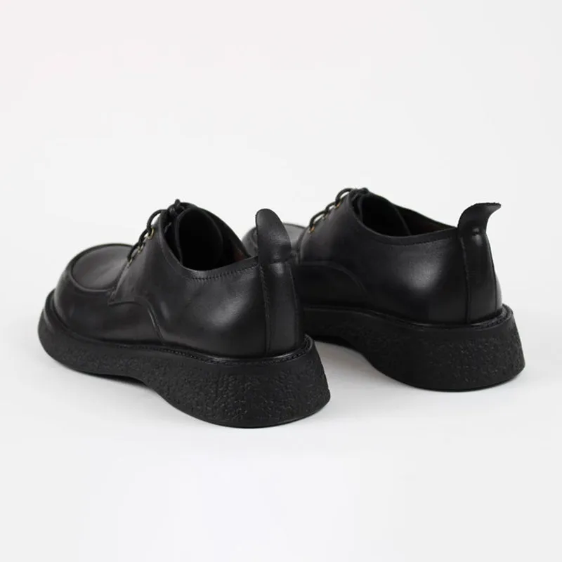 Original Grand Cloudfeel Energy Oxfords Women Handmade Genuine Leather Platform Oxford Shoes Round Toe in Coffee/Black