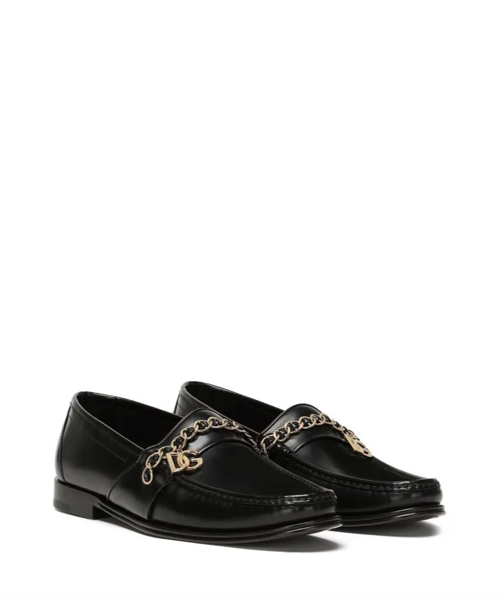 Dolce & Gabbana chain-trim leather loafers Jessie Loafers