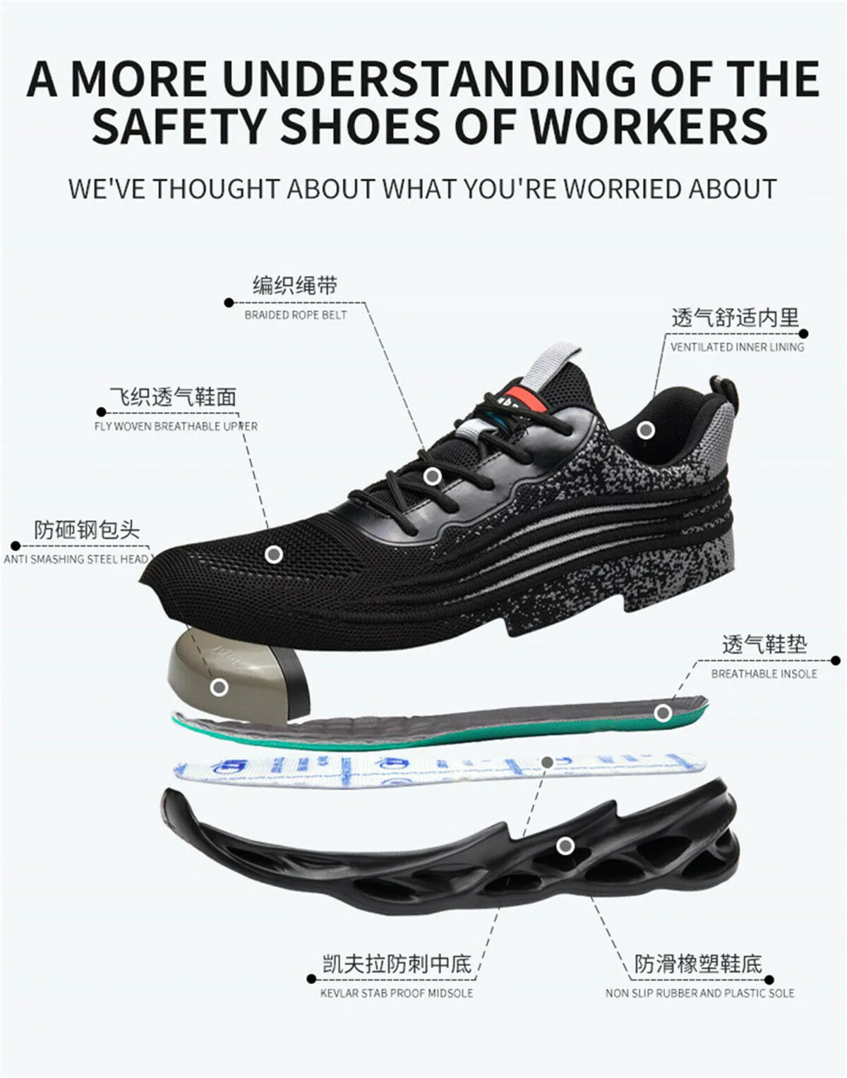 Battery Heated Work Boots Breathable Working Shoes Anti Smash Anti Pierce Safety Shoes Steel Toes Sneakers