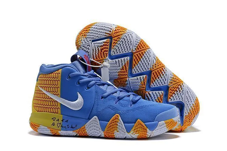 Asics Spikes Shoes Nike Kyrie 4 Blue Yellow White  Men Basketball Shoes !!! CYBER MONDAY SALE !!!