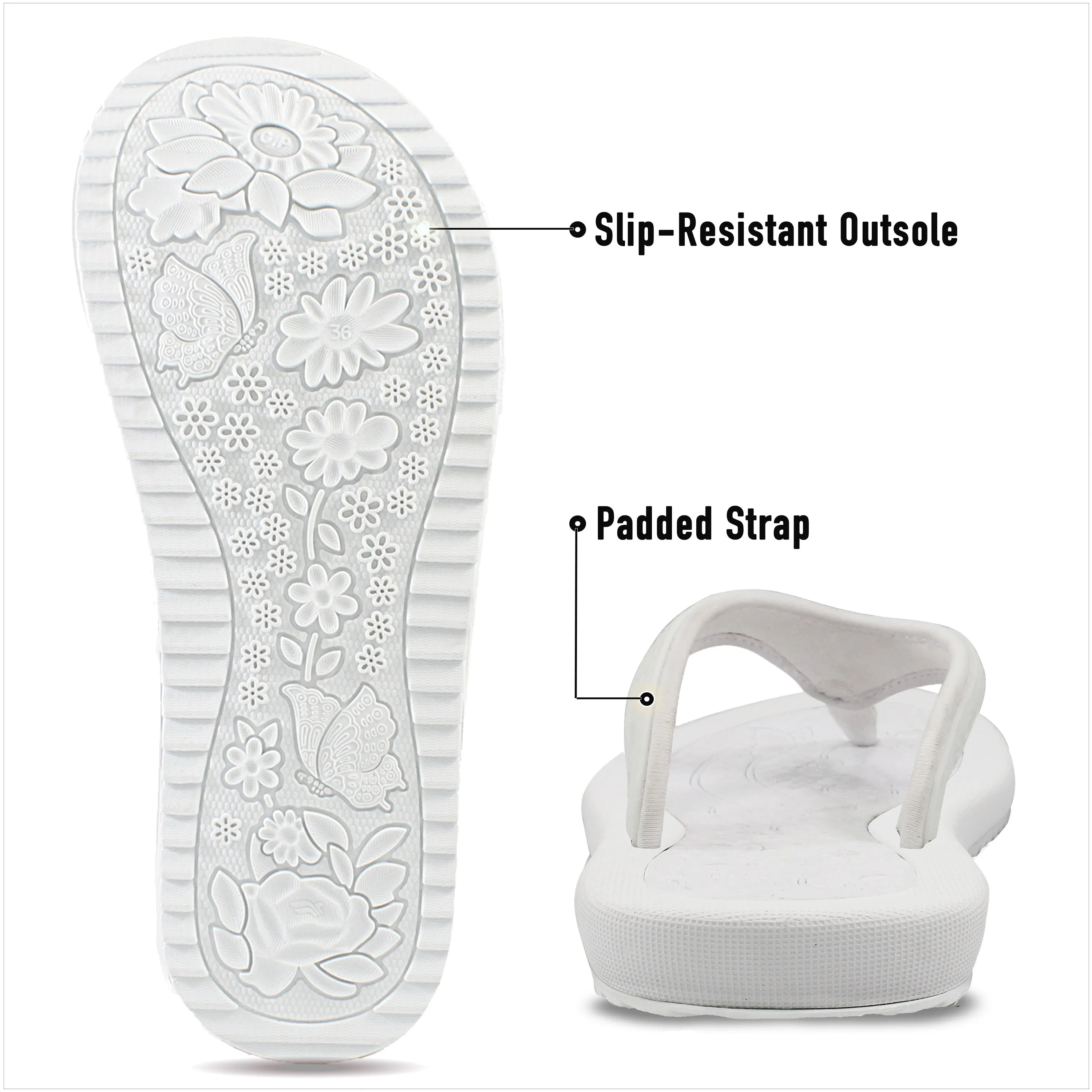Breeze: 8521 White Kappa Delta Flip Flops