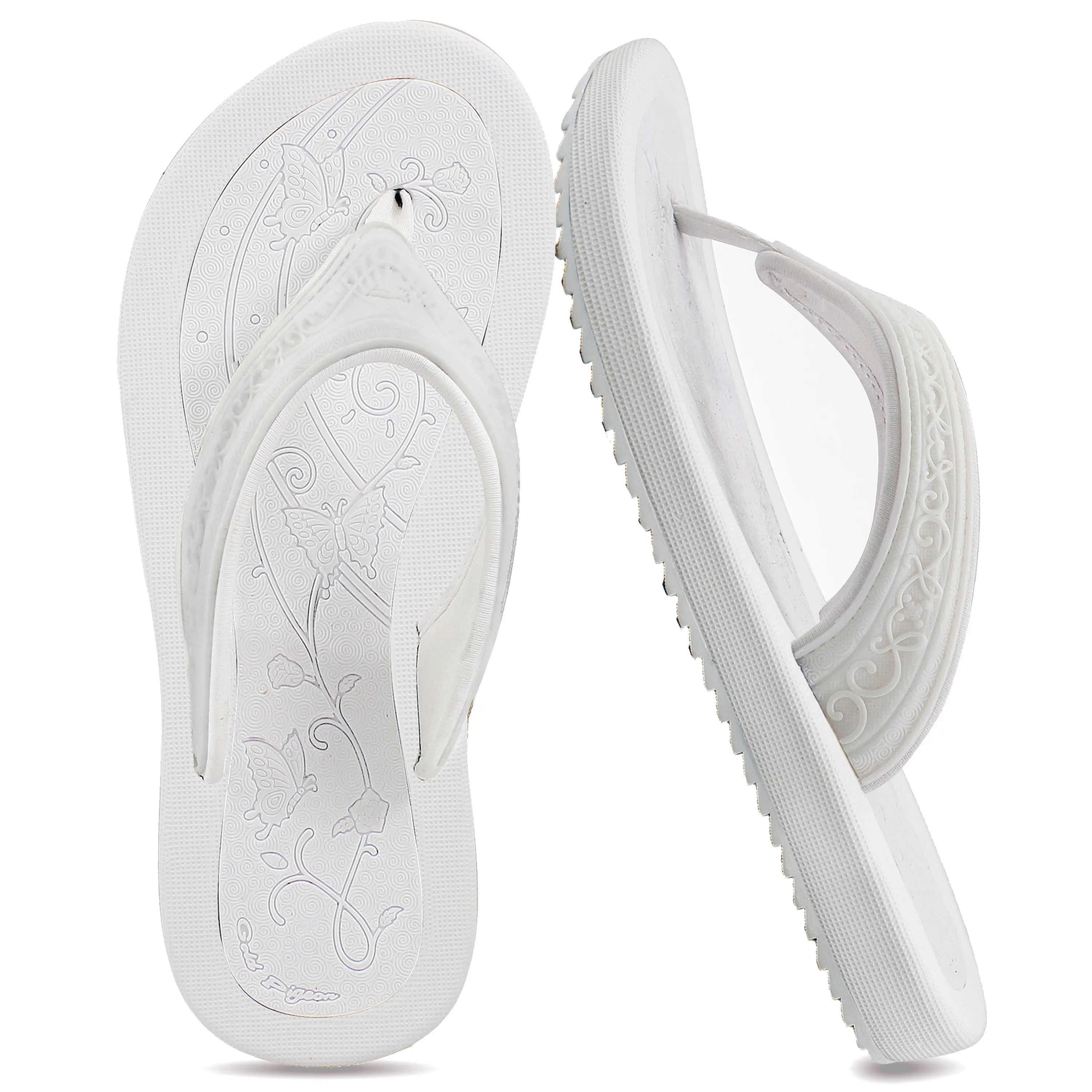 Breeze: 8521 White Rivets Valentine Flip Flops