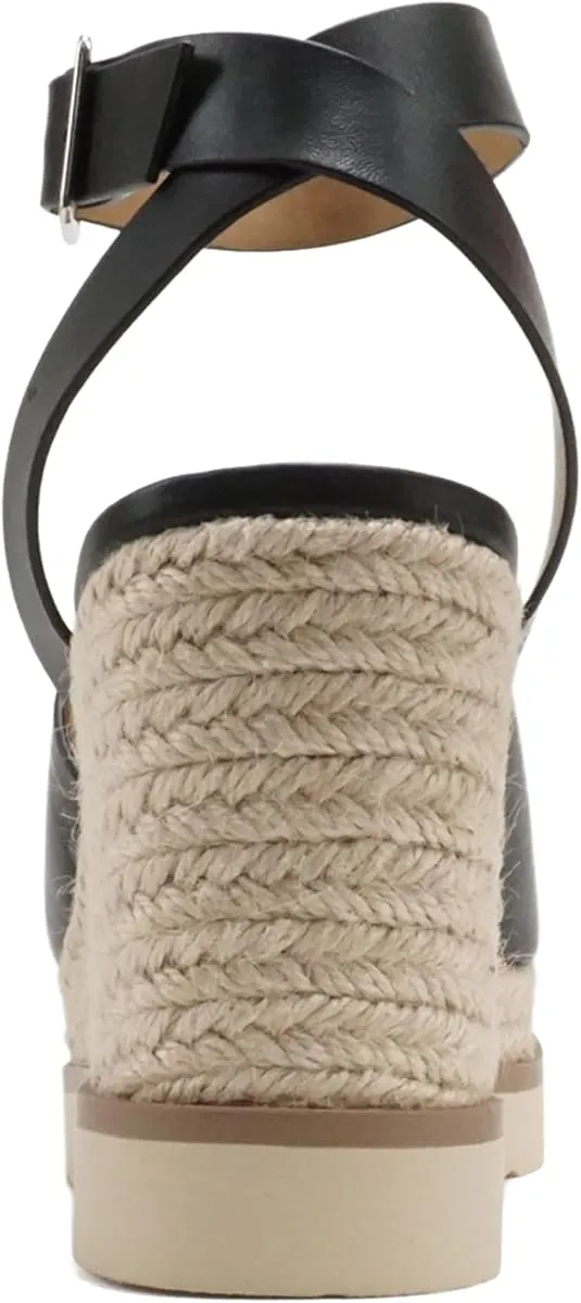 Fuck You Flip Flops Soda Stella ~ Women Square Peep Toe Single Band Platform Espadrille Wedge Sandals with Adjustable Ankle Strap