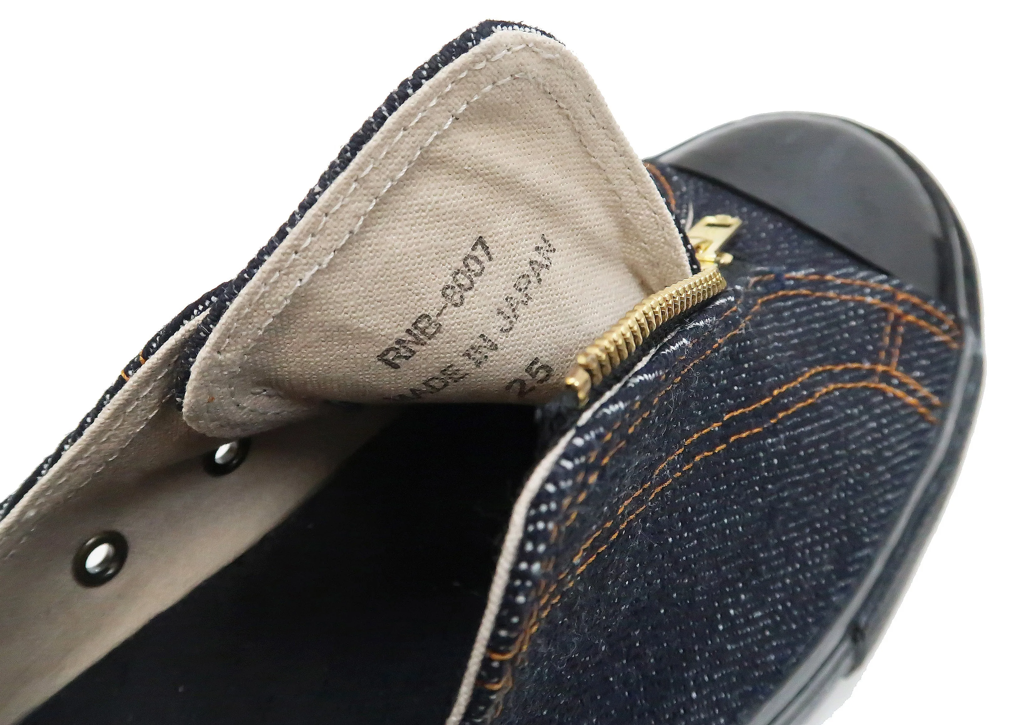 Vaneli Sneakers Kojima Genes Denim Sneakers Men's Laceless Front Zip Low Top 25oz Jean Shoes RNB-8007 rnb8007