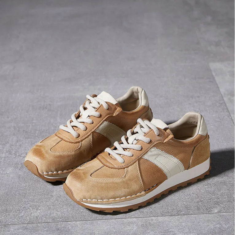 Sneakers Restaurant Women's Leather Patchwork Sneakers Comfortable Soles Suede Causal Sport Shoes