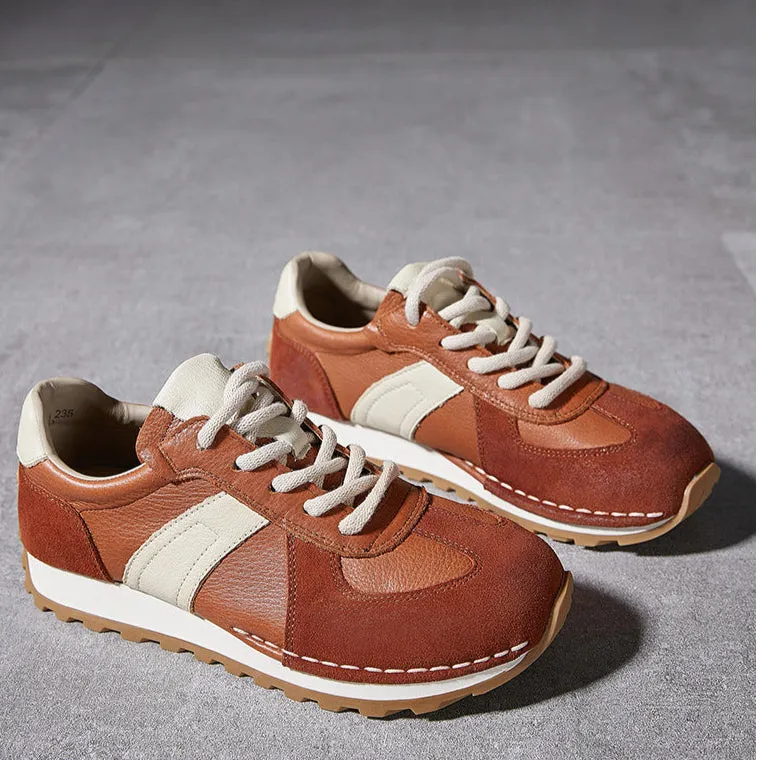 Women's Leather Patchwork Sneakers Comfortable Soles Suede Causal Sport Shoes Champion Slip On Sneakers