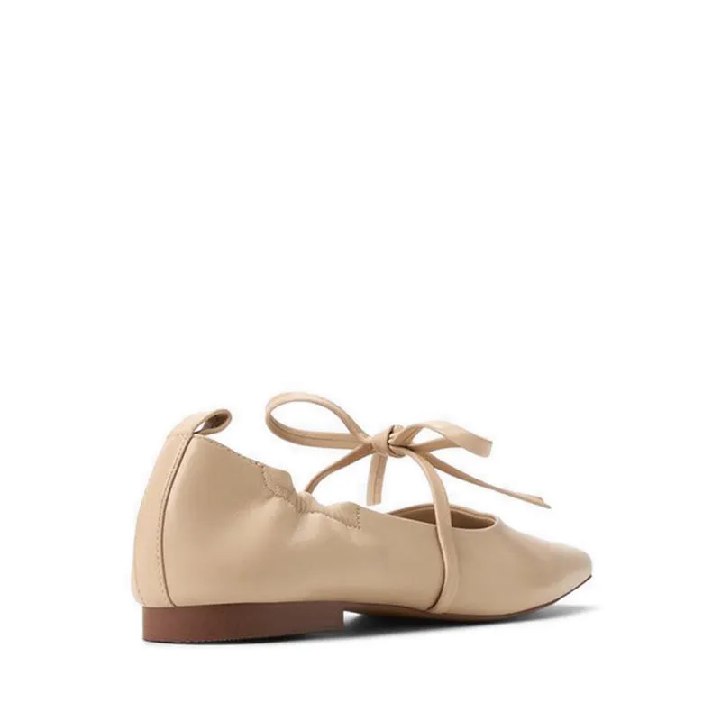 Tan Leather Slip On Shoes Briony Ballerinas & Mary Janes - Beige
