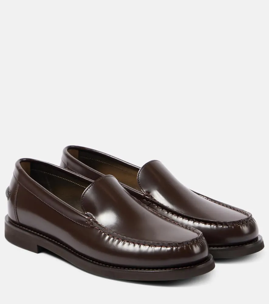 Santoni Loafers Brunello Cucinelli Monili polished leather loafers