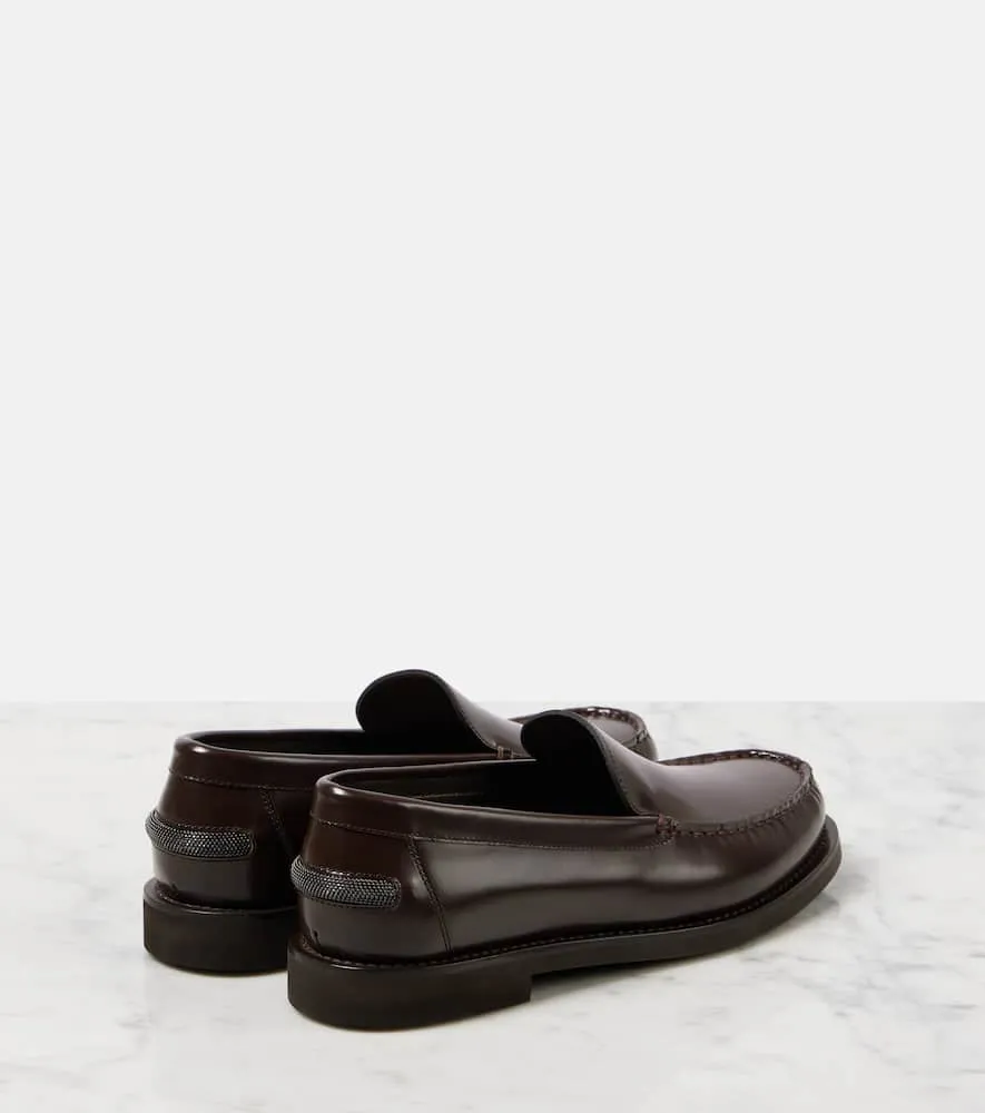 Pink Gucci Loafers Brunello Cucinelli Monili polished leather loafers