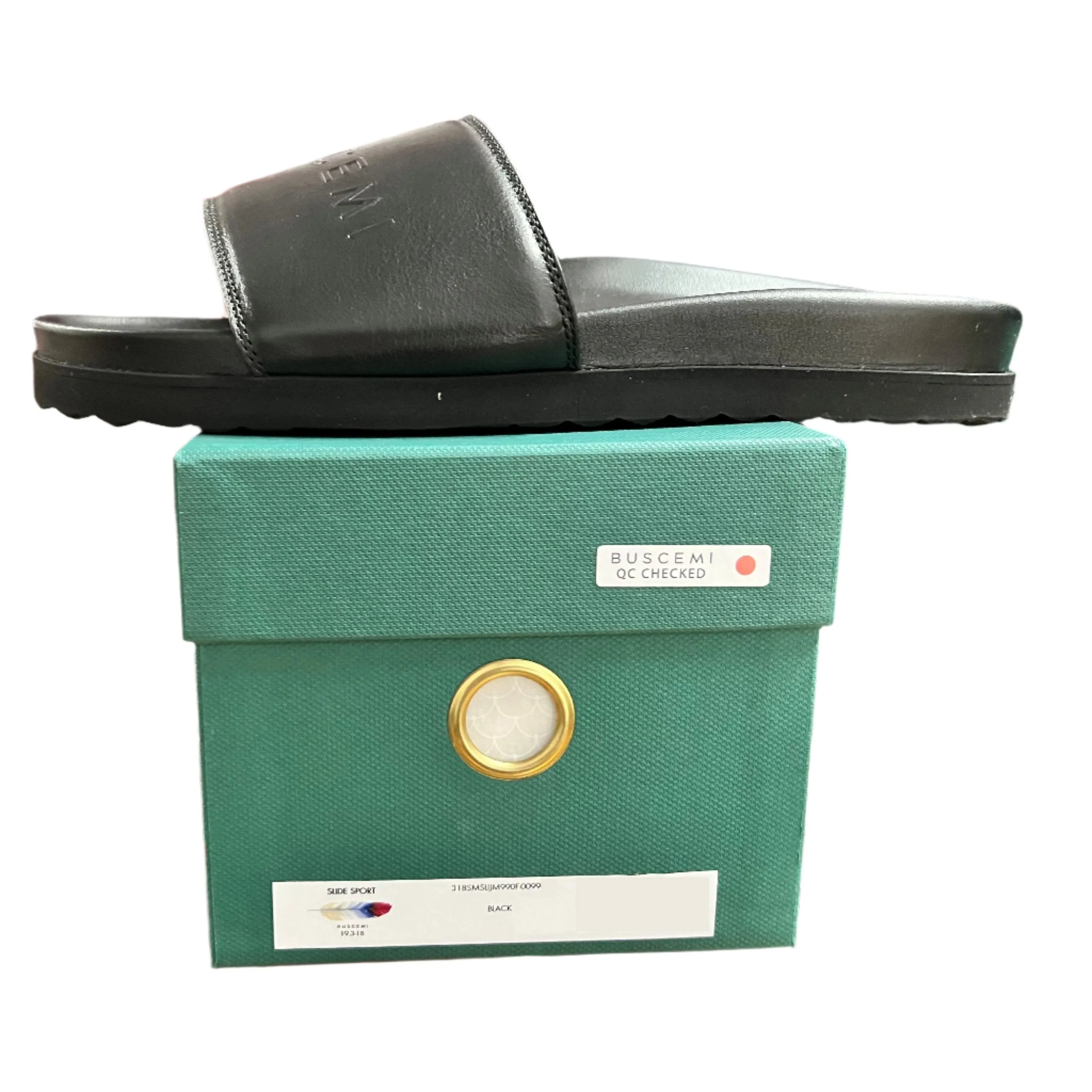Buscemi Slide Sport Black Leather Sandals Sandals Price
