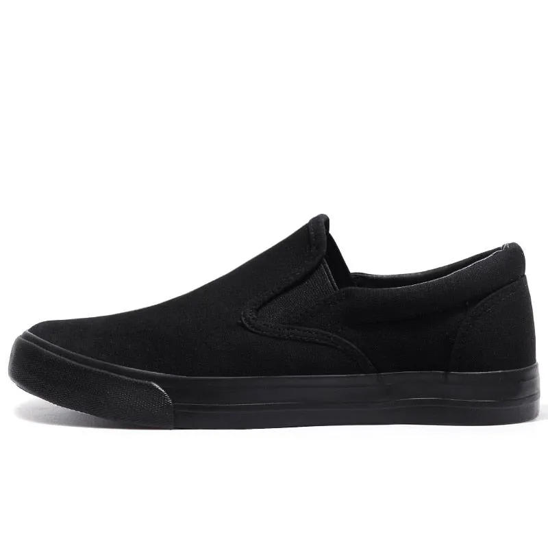 Flat Shoes For Bunions Canvas Shoes Men Loafers Cool Young Man Street Black Shoes Breathable Men Casual Shoes Flat Slip-on Plus Size N023
