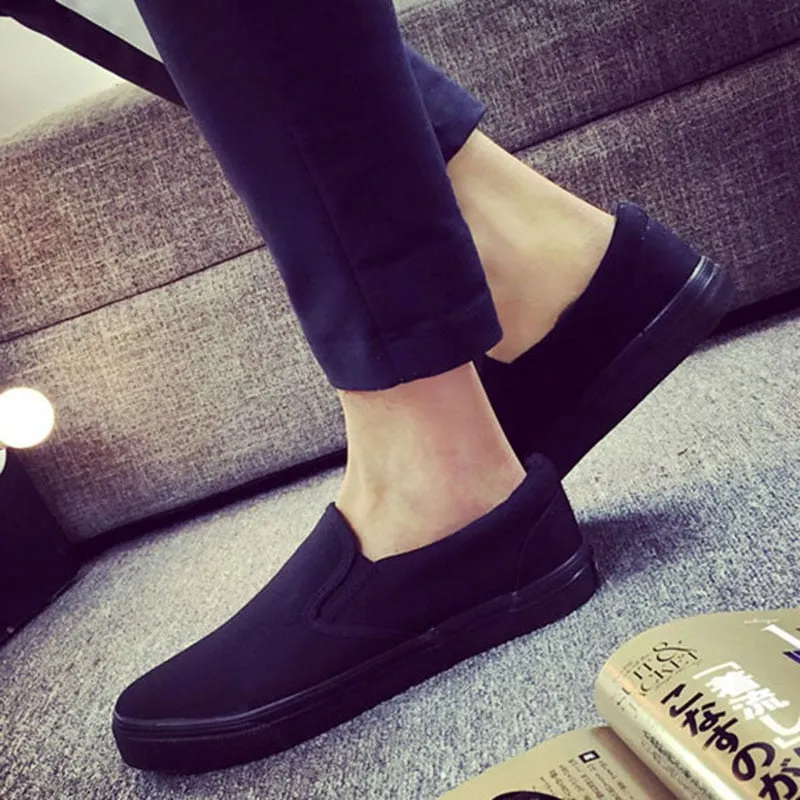 Canvas Shoes Men Loafers Cool Young Man Street Black Shoes Breathable Men Casual Shoes Flat Slip-on Plus Size N023 Hsn Shoes Flats