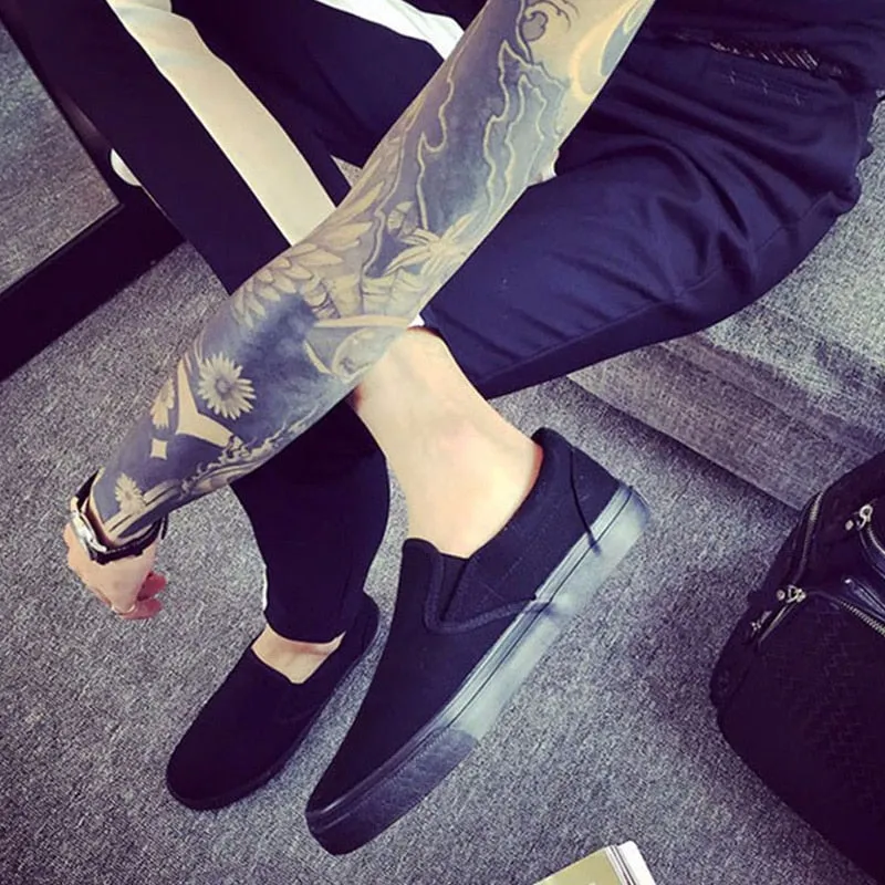 Canvas Shoes Men Loafers Cool Young Man Street Black Shoes Breathable Men Casual Shoes Flat Slip-on Plus Size N023 Best Casual Shoes For Flat Feet