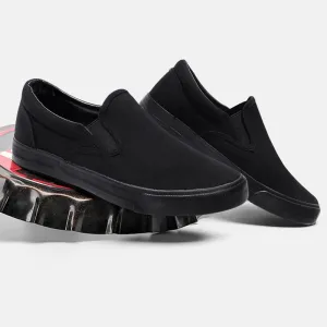 Canvas Shoes Men Loafers Cool Young Man Street Black Shoes Breathable Men Casual Shoes Flat Slip-on Plus Size N023 Gold Dress Shoes