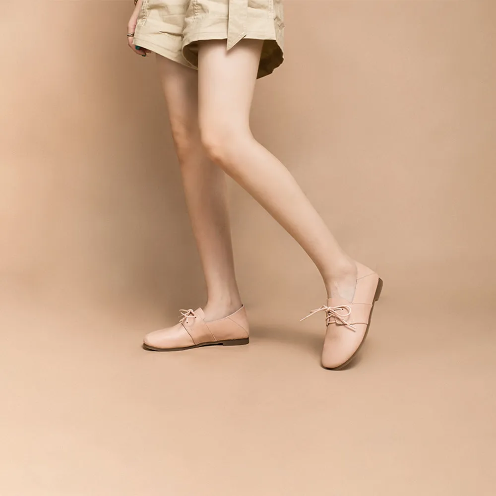 Dunbar Wingtip Oxford Soft Leather Lace Up Flats Women Yellow/White/Pink