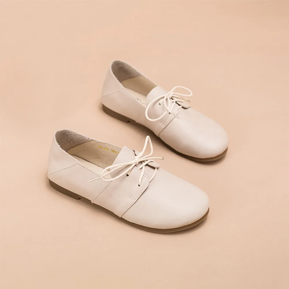 Soft Leather Lace Up Flats Women Yellow/White/Pink Holographic Oxfords