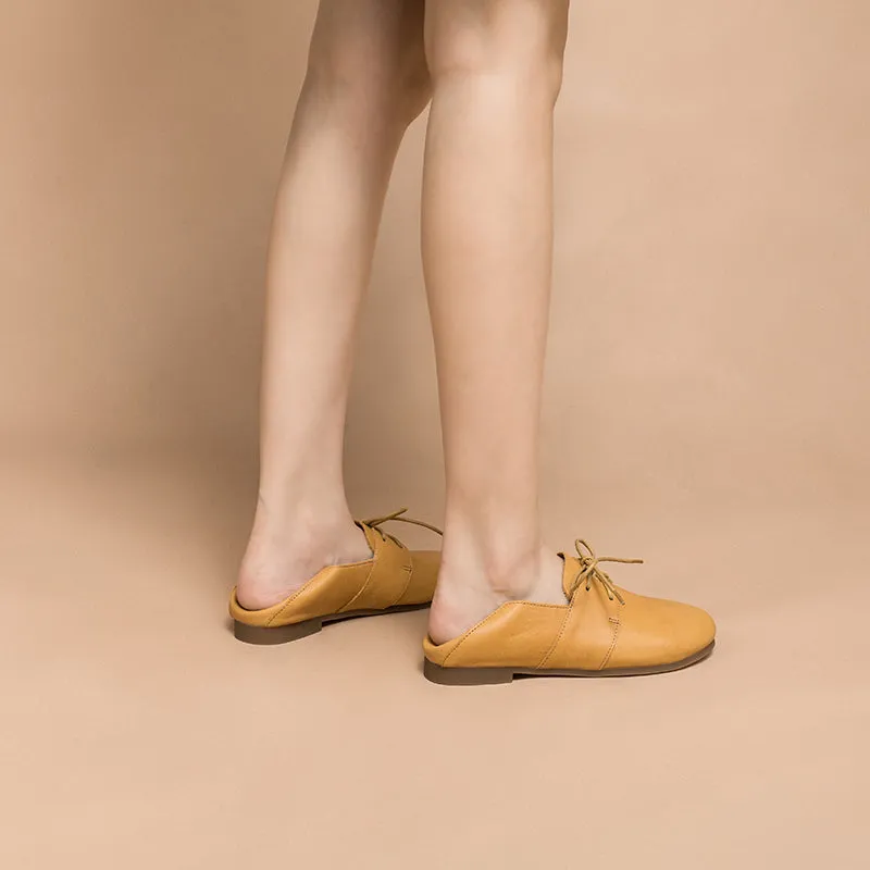 Soft Leather Lace Up Flats Women Yellow/White/Pink Alexander Mcqueen Oxfords
