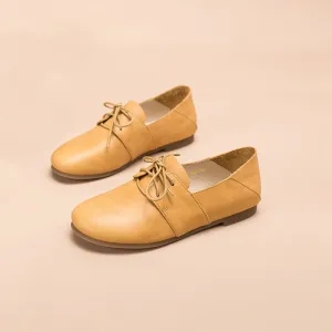 Soft Leather Lace Up Flats Women Yellow/White/Pink Dr Scholl's Oxford Shoes