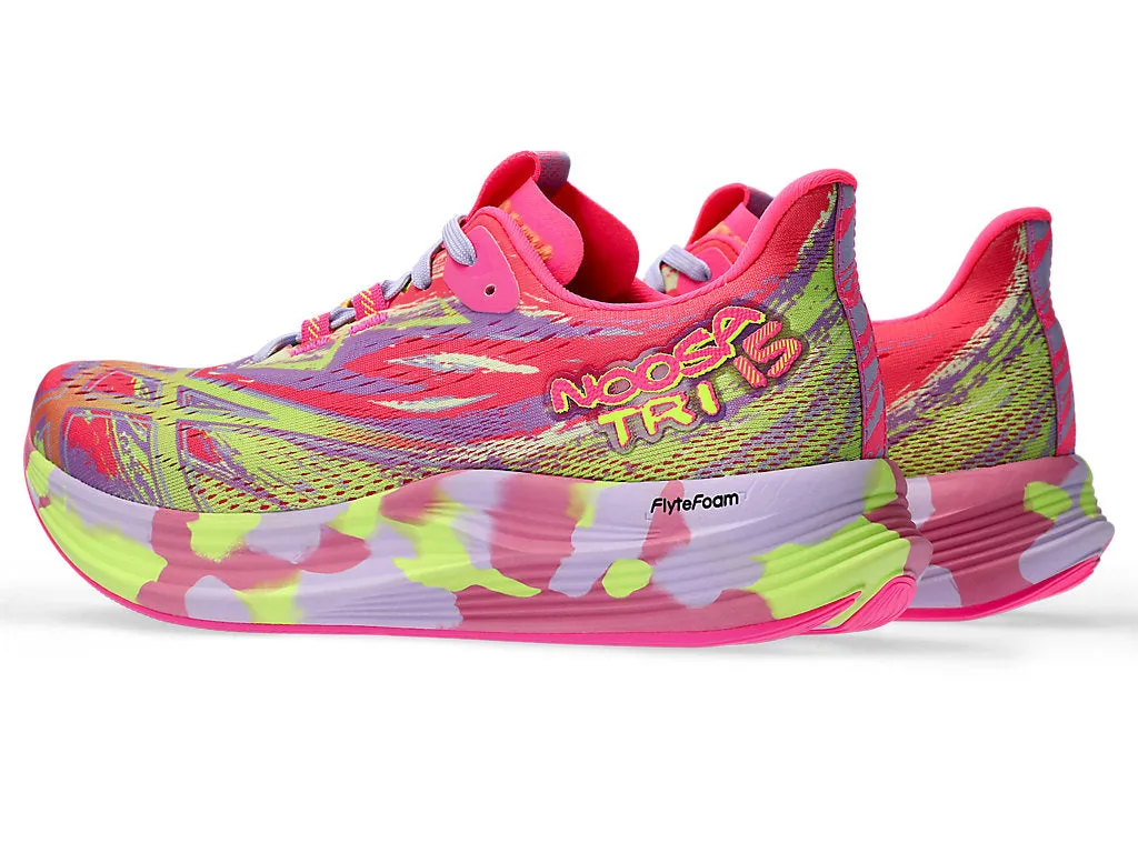 Wide Toe Running Shoes Asics Women's NOOSA TRI 15 Running Shoes in Hot Pink/Safety Yellow
