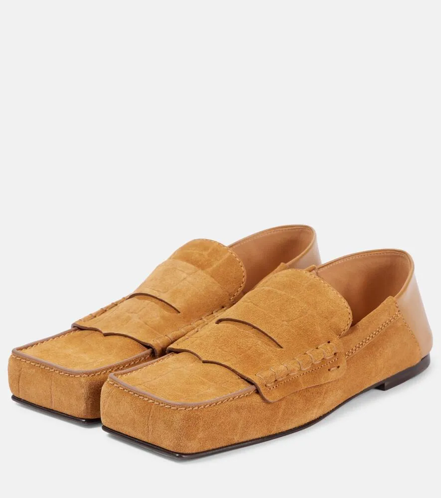 Jacquemus Carr croc-effect suede penny loafers Aesthetic Loafers