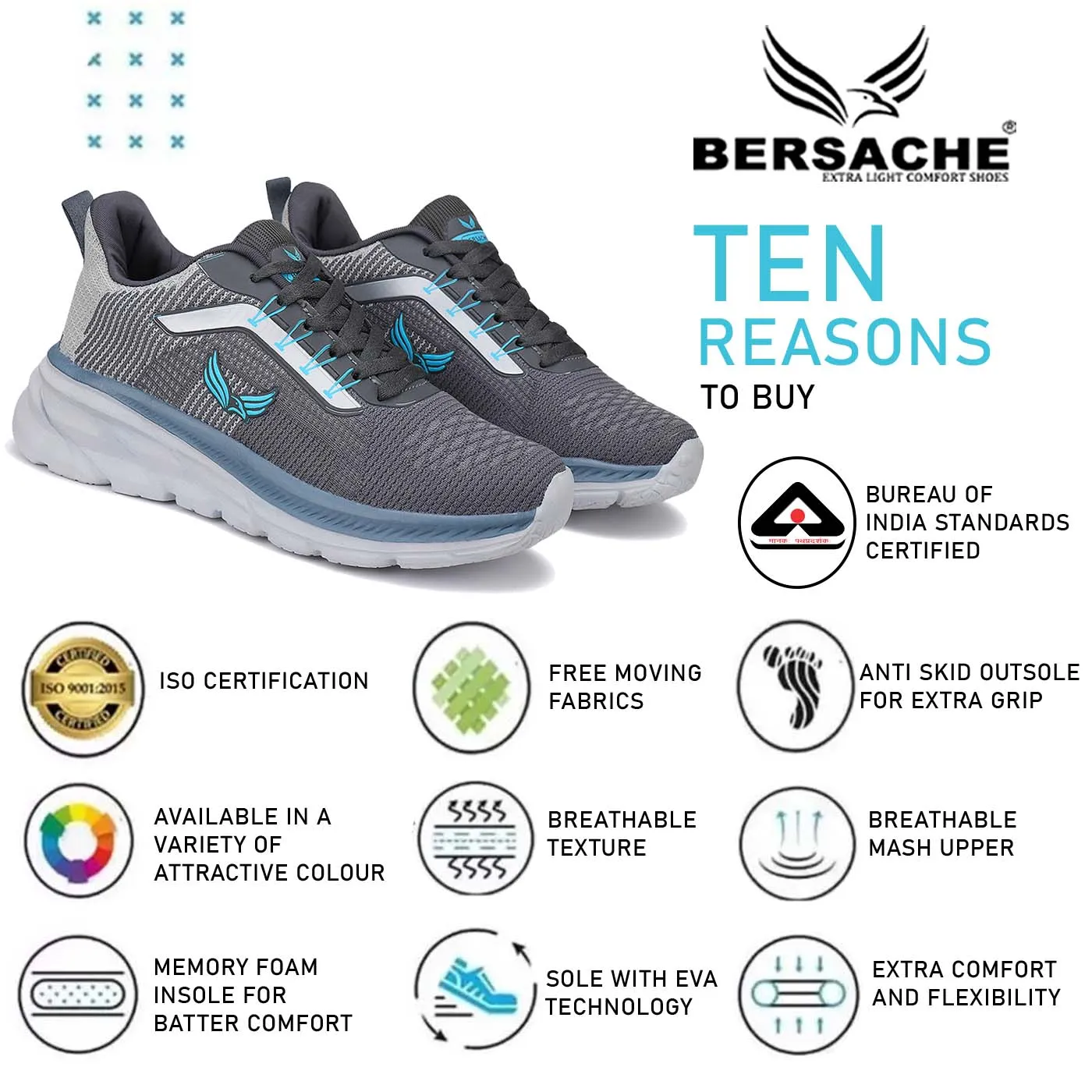 Bersache premium Sports ,Gym, tranding Stylish Running shoes for men -8012 (Grey) Felted Wool Slippers