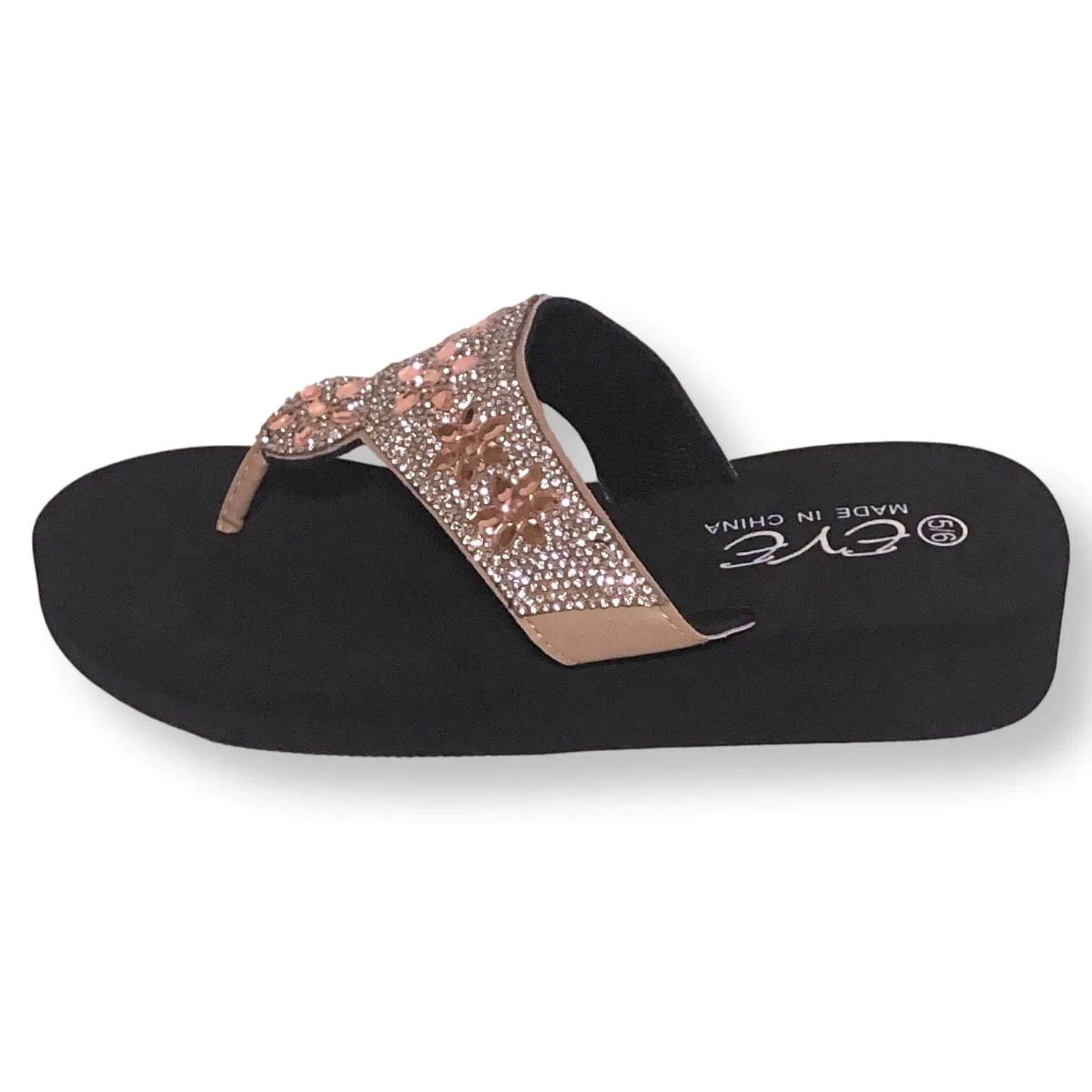 Express Flip Flops Womens Sandals Rhinestone Flip Flops Shoes For Women, Black/Blue/Brown, Size 5-11