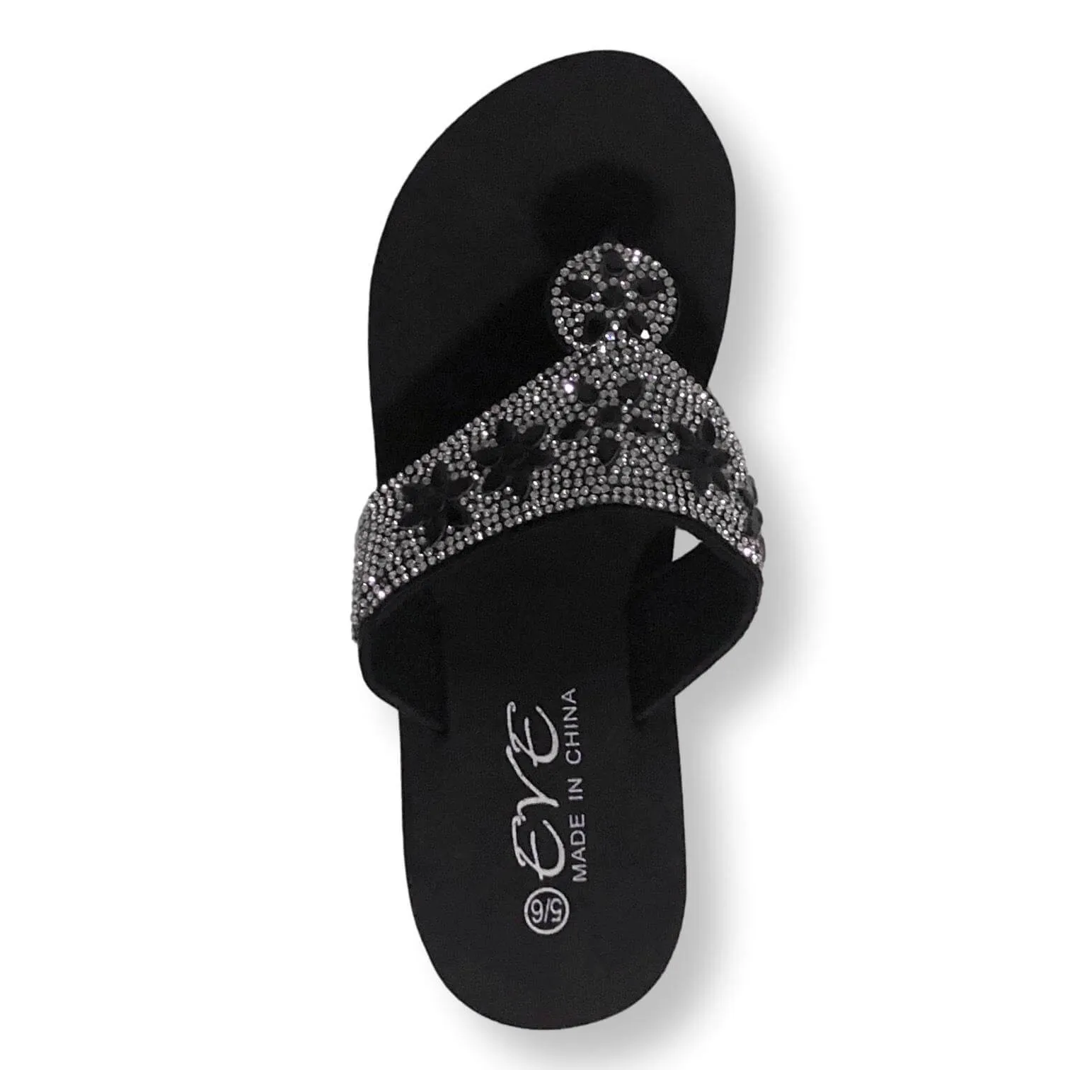 Flip Flops With Ankle Strap Womens Sandals Rhinestone Flip Flops Shoes For Women, Black/Blue/Brown, Size 5-11