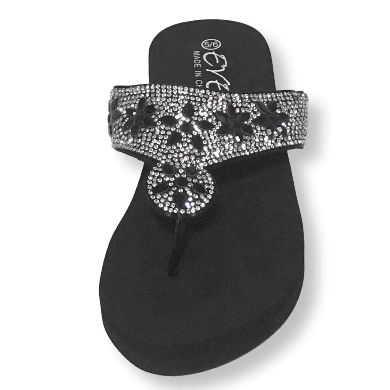 Womens Sandals Rhinestone Flip Flops Shoes For Women, Black/Blue/Brown, Size 5-11 With Flip Flops