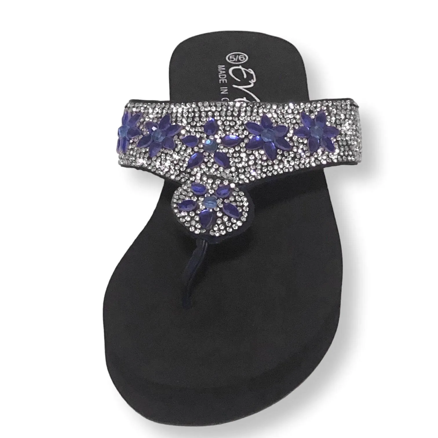 Womens Sandals Rhinestone Flip Flops Shoes For Women, Black/Blue/Brown, Size 5-11 Tall Wedge Flip Flops