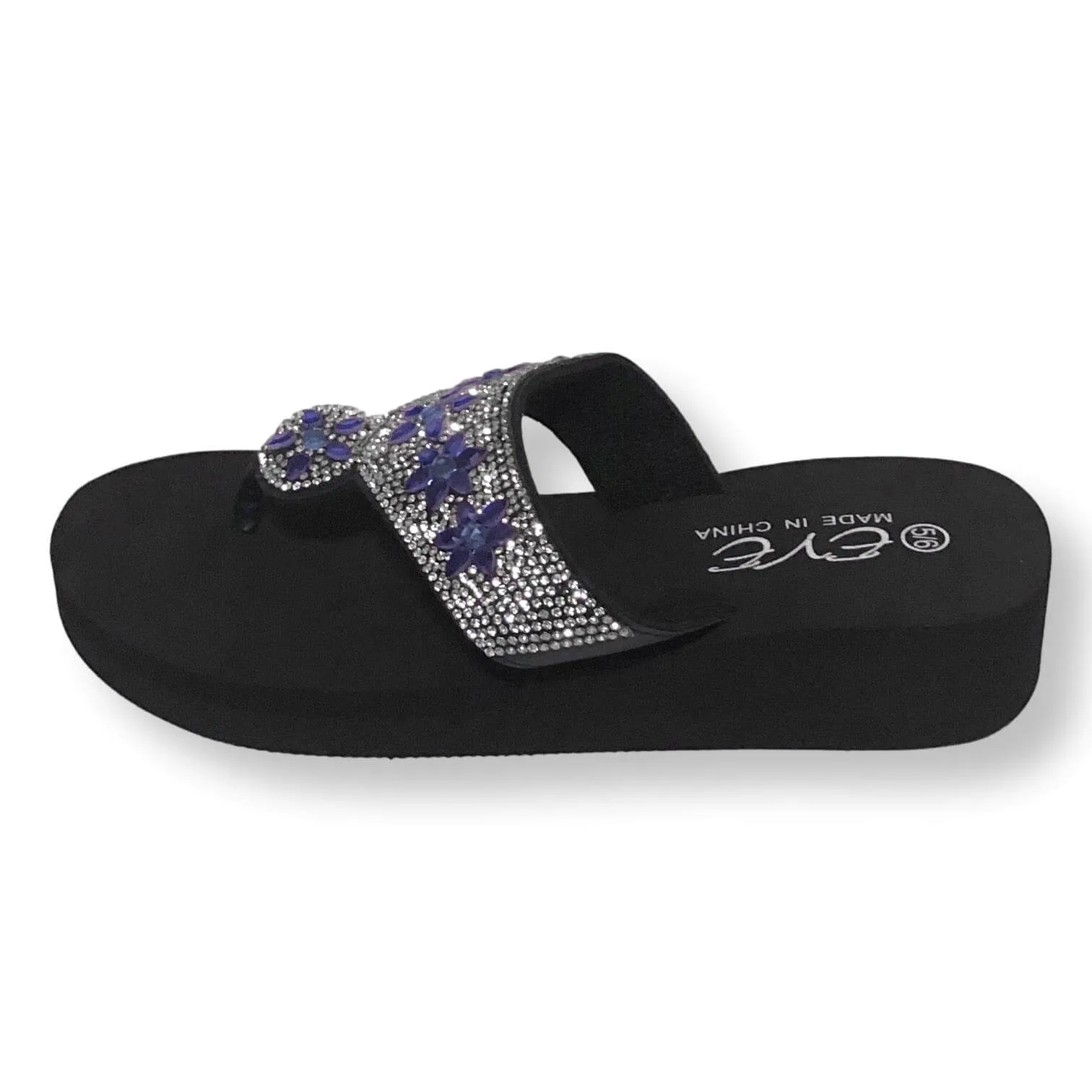 Womens Sandals Rhinestone Flip Flops Shoes For Women, Black/Blue/Brown, Size 5-11 Bling For Flip Flops