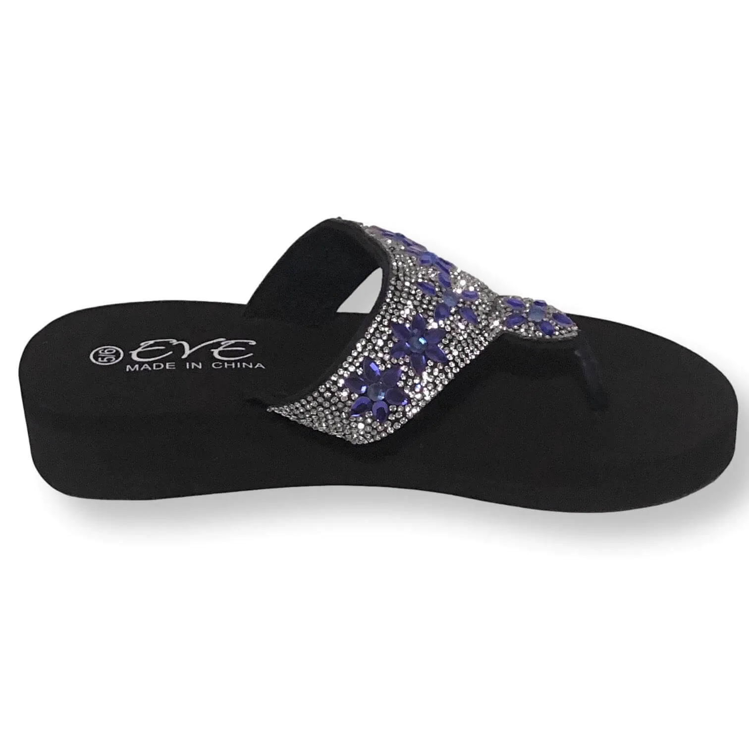 Surfing Flip Flops Womens Sandals Rhinestone Flip Flops Shoes For Women, Black/Blue/Brown, Size 5-11