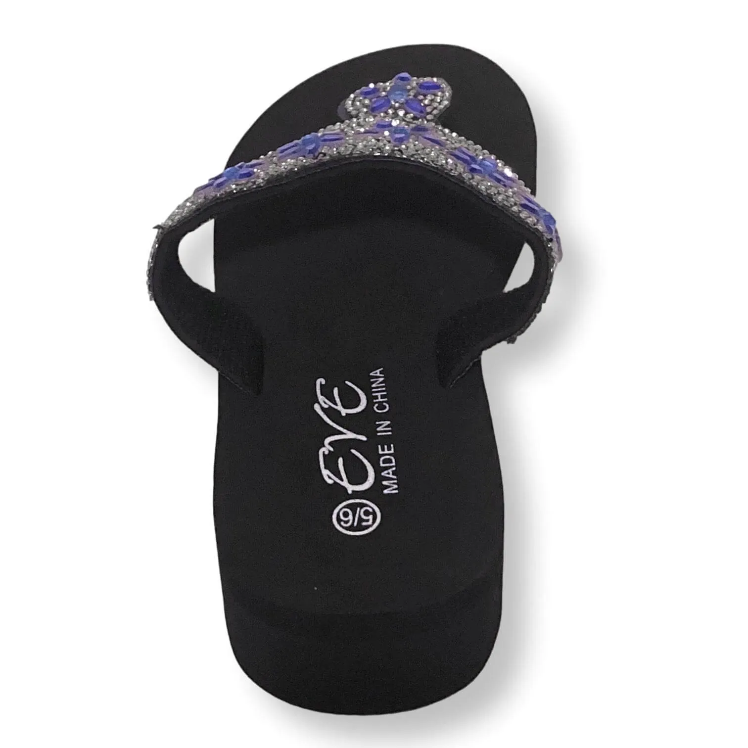 Non Slip Pool Flip Flops Womens Sandals Rhinestone Flip Flops Shoes For Women, Black/Blue/Brown, Size 5-11