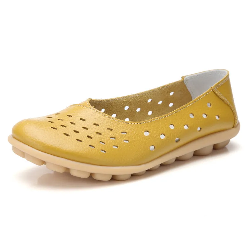Leather Moccasin Loafers Cilool Pregnant Casual Flat Sole Single Women Shoes