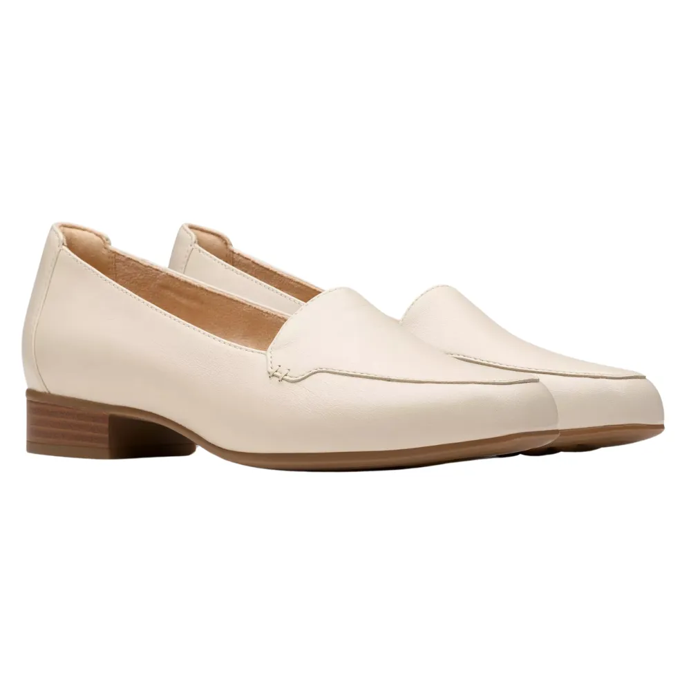 Chocolate Flow Heeled Loafers Clarks Krystine Lily Cream Leather Loafer (Women's)