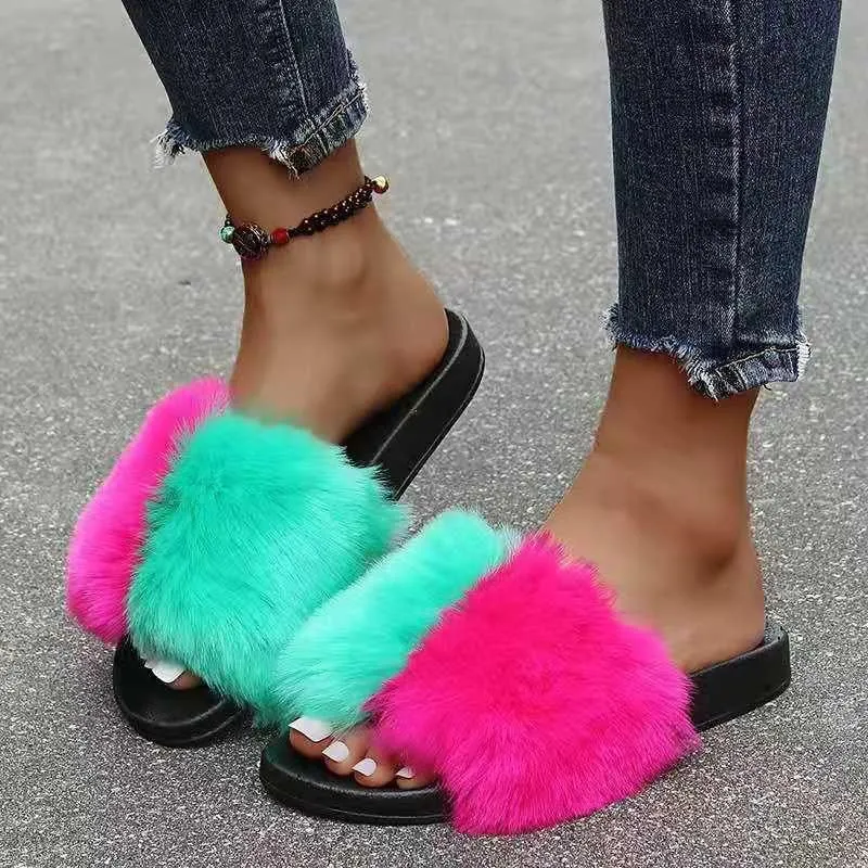 Orthopedic House Slippers Classic Fur Designed Multi Coloured Slipper