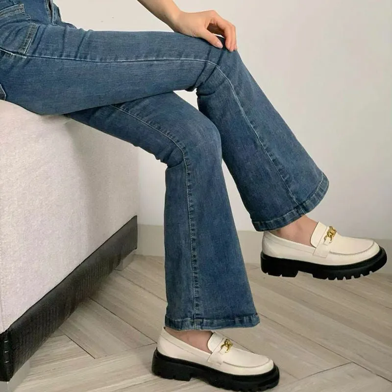 Gucci Loafers With Bee Chunky Slip on Loafers Women Genuine Leather Platform Shoes Round Toe Handmade Shoes