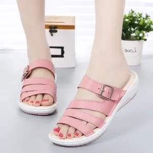 Women Slippers Fashion Flip Flops Women Shoes Wedges Slippers New Summer Women Sandals Comfortable Buckle Ladies Sandals House Flip Flops
